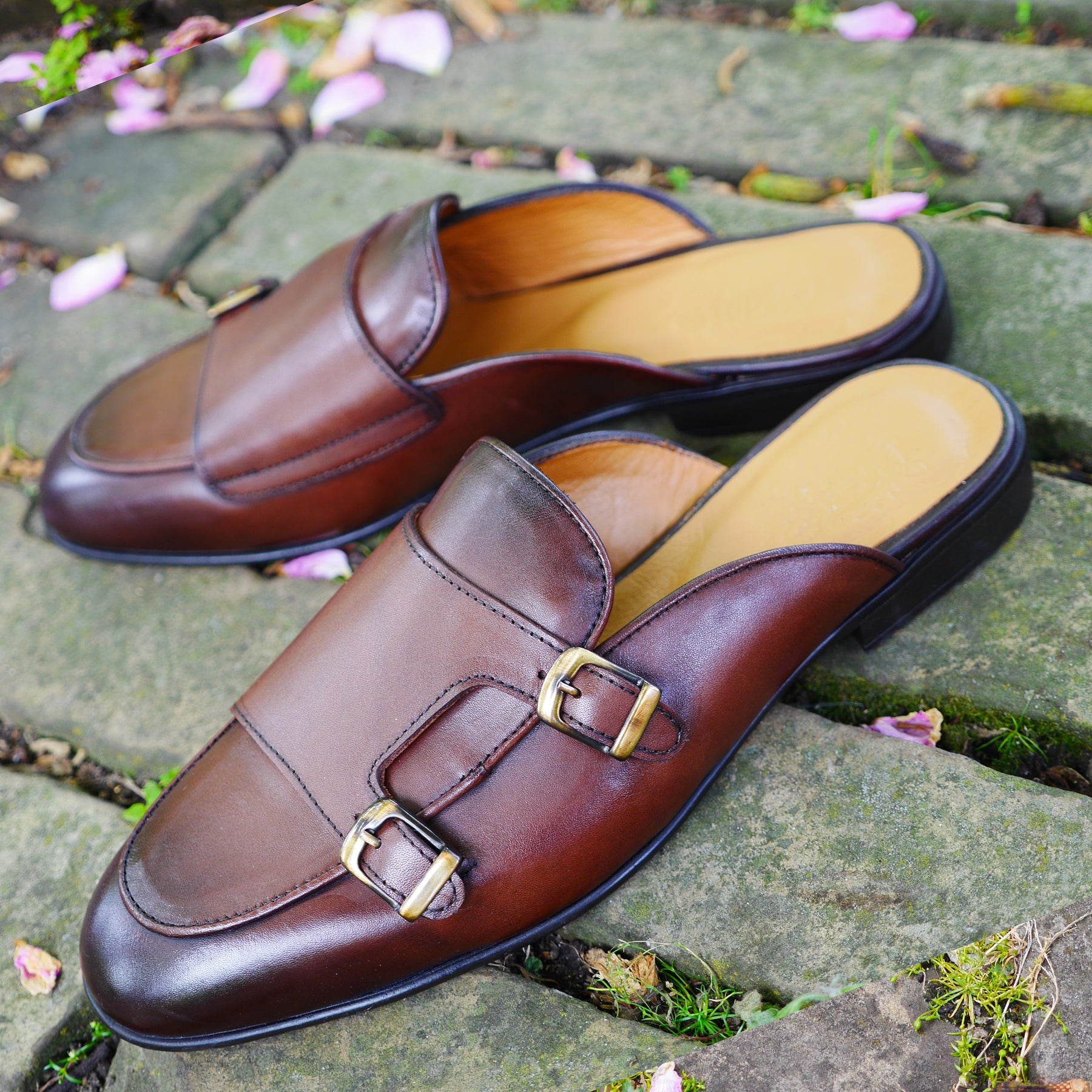 6548 - Classic Double Monk Leather Mule