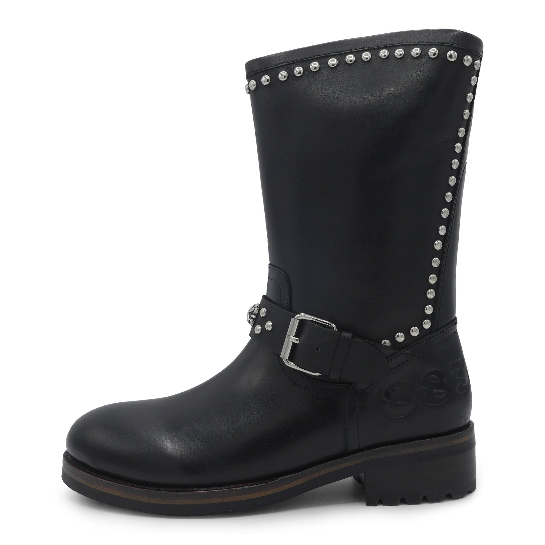 883 - Black Studded Biker Boot