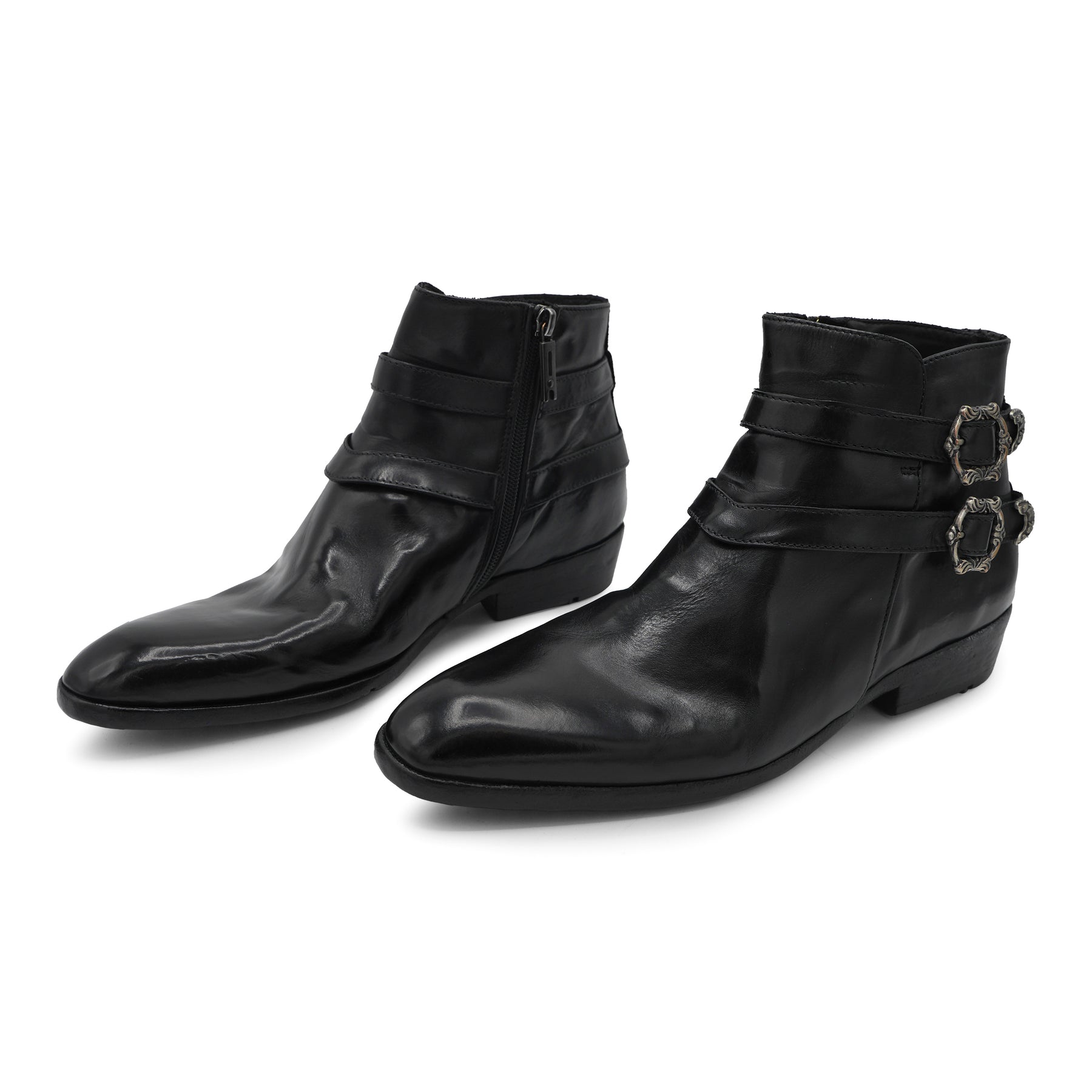 FLOR3B - Black Double Strap Ankle Boot