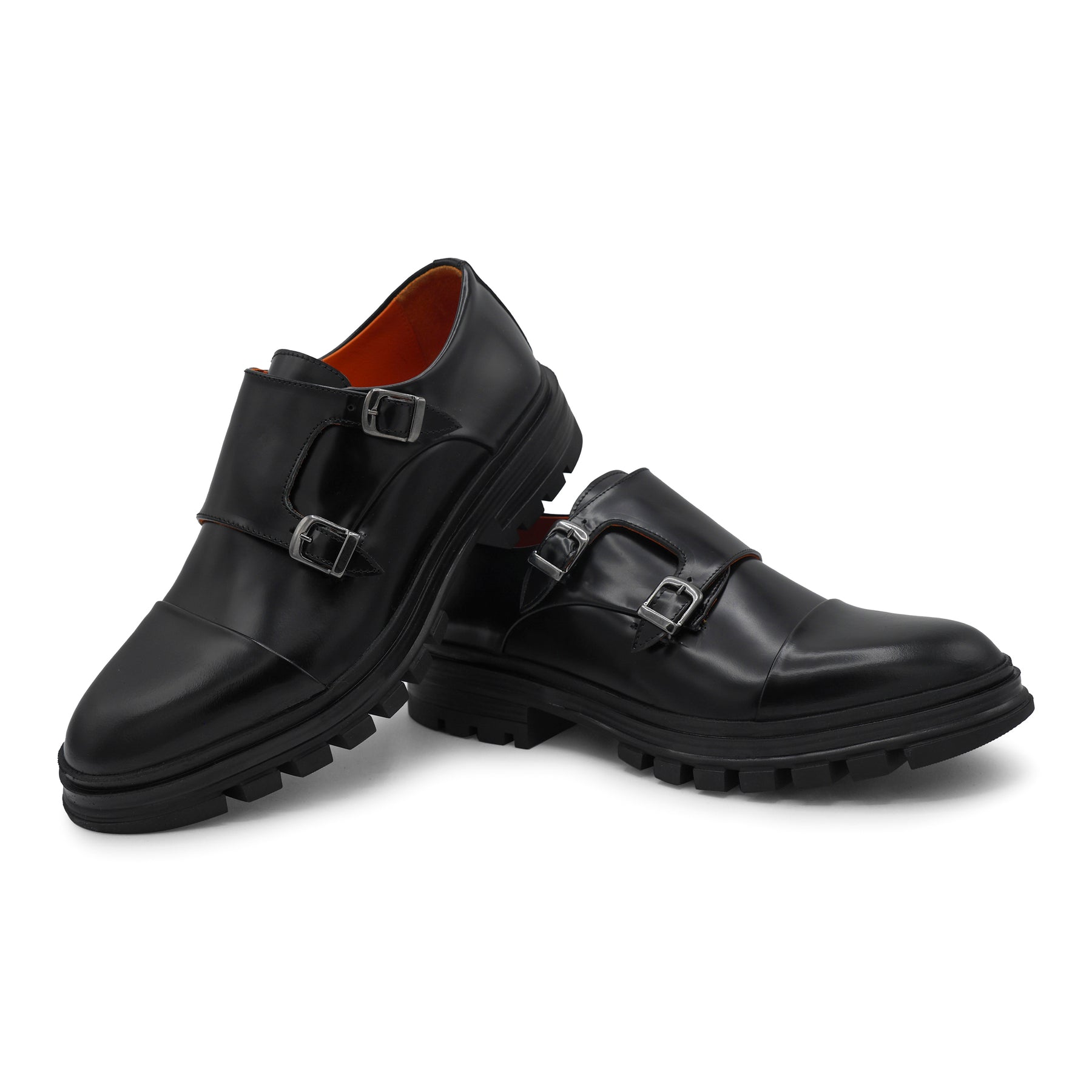 6656 - Black Double Monk Chunky Rubber Sole