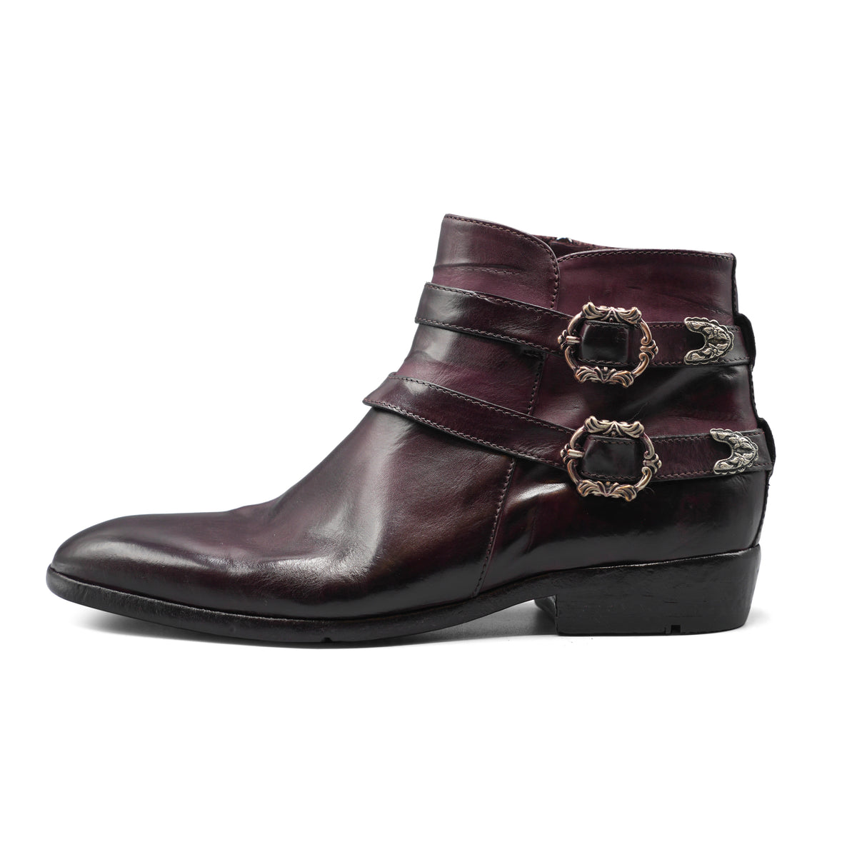 FLOR3B - Burgundy Double Strap Ankle Boot