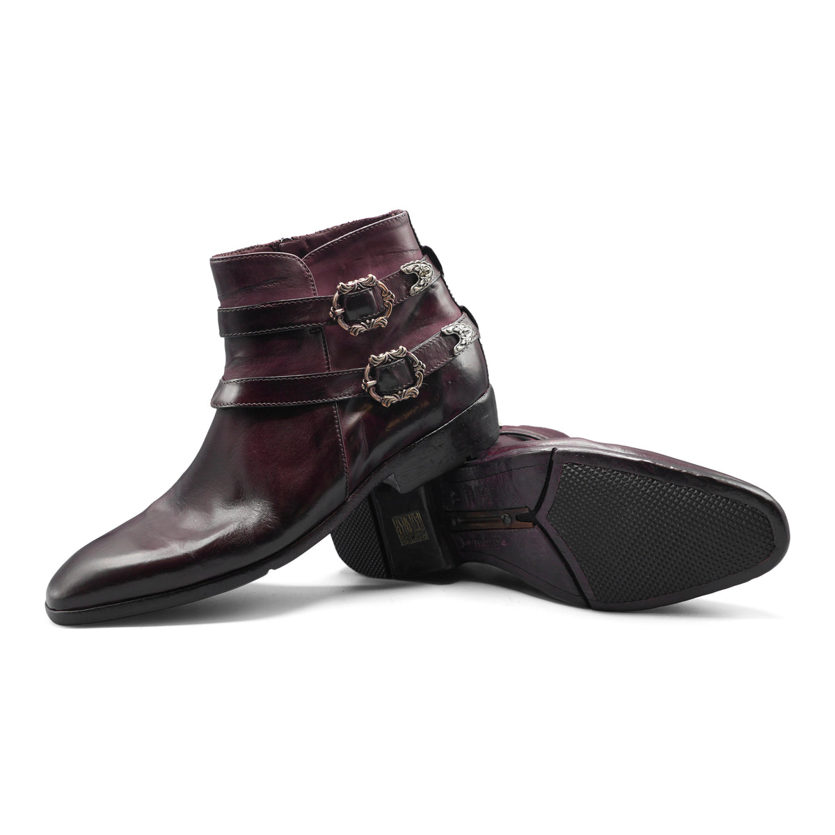 FLOR3B - Burgundy Double Strap Ankle Boot