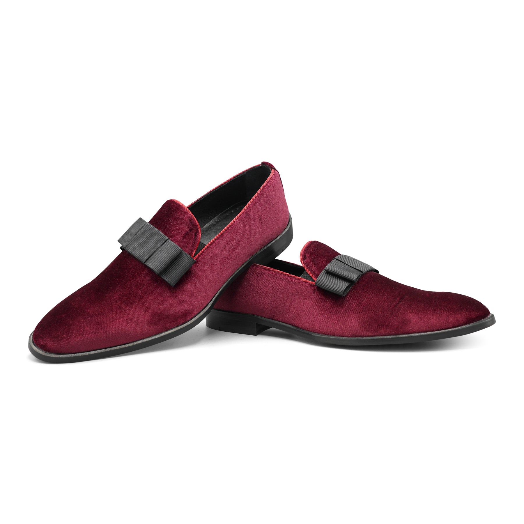 6518 - Burgundy Velvet Opera Bow Slipper