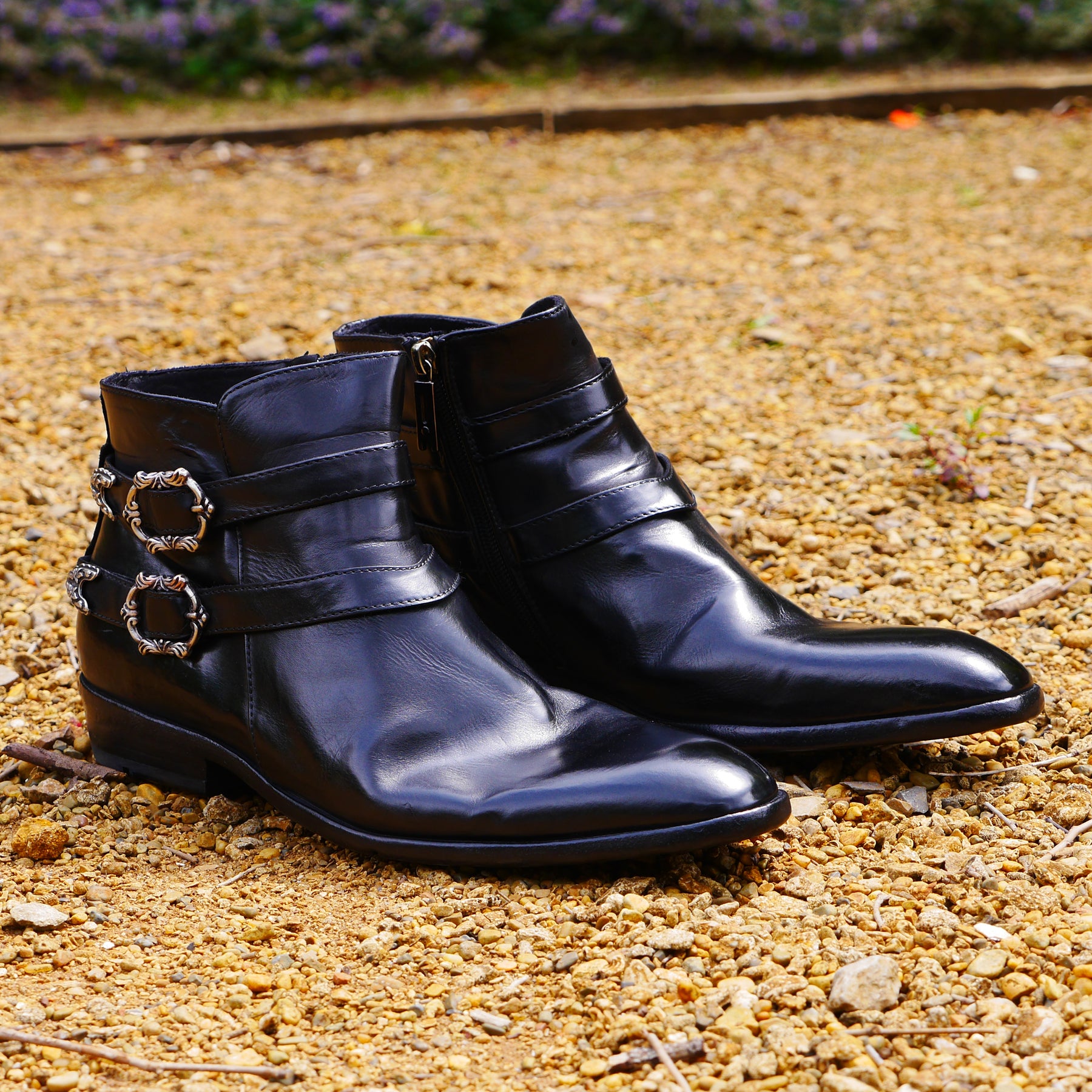 FLOR3B - Black Double Strap Ankle Boot